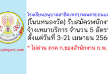 โรงเรียนอนุบาลสาธิตเทศบาลนครขอนแก่น (โนนหนองวัด) รับสมัครพนักงานจ้างเหมาบริการ 5 อัตรา