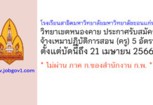โรงเรียนสาธิตมหาวิทยาลัยมหาวิทยาลัยขอนแก่น วิทยาเขตหนองคาย รับสมัครจ้างเหมาปฏิบัติการสอน 5 อัตรา