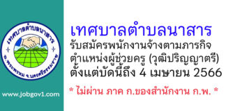 เทศบาลตำบลนาสาร รับสมัครพนักงานจ้างตามภารกิจ ตำแหน่งผู้ช่วยครู