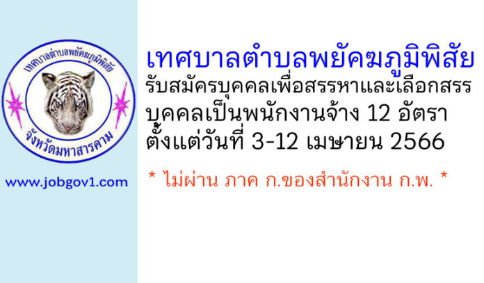เทศบาลตำบลพยัคฆภูมิพิสัย รับสมัครบุคคลเพื่อสรรหาและเลือกสรรบุคคลเป็นพนักงานจ้าง 12 อัตรา