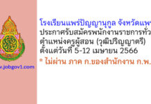 โรงเรียนแพร่ปัญญานุกูล จังหวัดแพร่ รับสมัครพนักงานราชการทั่วไป ตำแหน่งครูผู้สอน