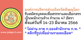 องค์การบริหารส่วนจังหวัดพิษณุโลก รับสมัครบุคคลเพื่อสรรหาและเลือกสรรเป็นพนักงานจ้าง 47 อัตรา