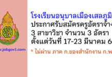 โรงเรียนอนุบาลเมืองเสลภูมิ รับสมัครครูอัตราจ้าง จำนวน 3 อัตรา