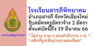 โรงเรียนสารภีพิทยาคม รับสมัครครูอัตราจ้าง 2 อัตรา