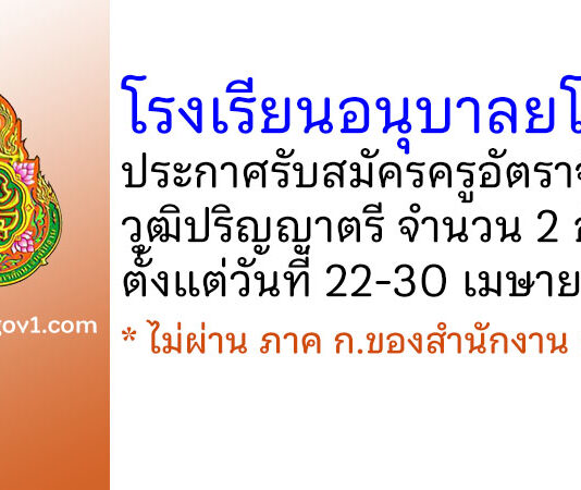 โรงเรียนอนุบาลยโสธร รับสมัครครูอัตราจ้าง จำนวน 2 อัตรา