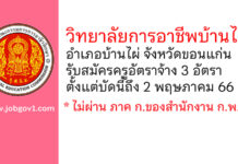 วิทยาลัยการอาชีพบ้านไผ่ รับสมัครครูอัตราจ้าง 3 อัตรา