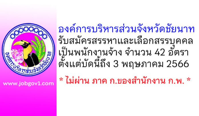 องค์การบริหารส่วนจังหวัดชัยนาท รับสมัครสรรหาและเลือกสรรบุคคลเป็นพนักงานจ้าง 42 อัตรา