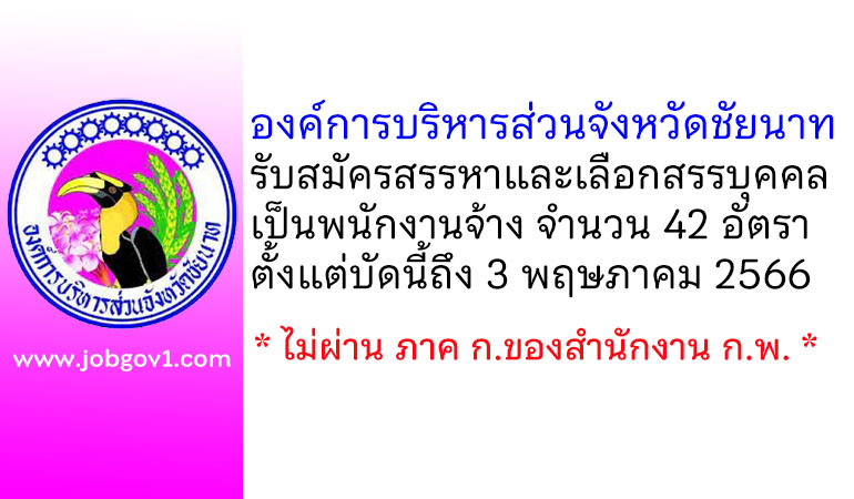 องค์การบริหารส่วนจังหวัดชัยนาท รับสมัครสรรหาและเลือกสรรบุคคลเป็นพนักงานจ้าง 42 อัตรา