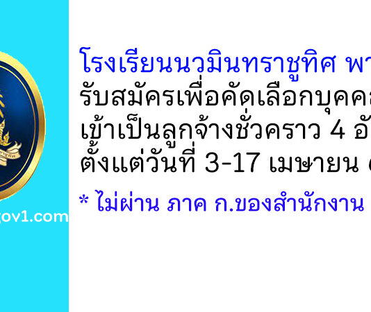 โรงเรียนนวมินทราชูทิศ พายัพ รับสมัครเพื่อคัดเลือกบุคคลเข้าเป็นลูกจ้างชั่วคราว 4 อัตรา