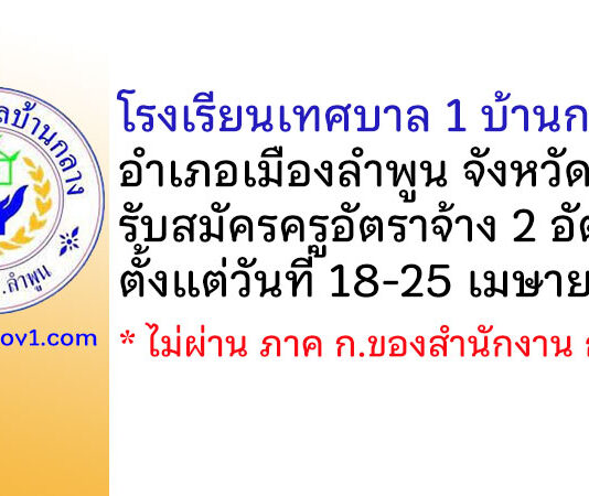 โรงเรียนเทศบาล 1 บ้านกลาง รับสมัครครูอัตราจ้าง 2 อัตรา