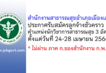 สำนักงานสาธารณสุขอำเภอเมืองเลย รับสมัครลูกจ้างชั่วคราว ตำแหน่งนักวิชาการสาธารณสุข 3 อัตรา