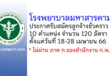 โรงพยาบาลมหาสารคาม รับสมัครลูกจ้างชั่วคราว 10 ตำแหน่ง 120 อัตรา