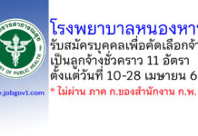 โรงพยาบาลหนองหาน รับสมัครบุคคลเพื่อคัดเลือกจ้างเป็นลูกจ้างชั่วคราว 11 อัตรา