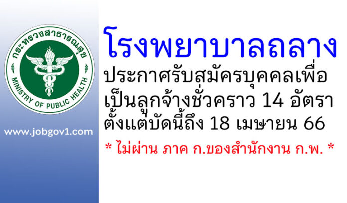 โรงพยาบาลถลาง รับสมัครบุคคลเพื่อเป็นลูกจ้างชั่วคราว 14 อัตรา