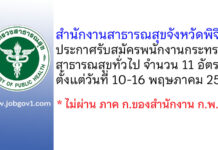 สำนักงานสาธารณสุขจังหวัดพิจิตร รับสมัครพนักงานกระทรวงสาธารณสุขทั่วไป 11 อัตรา