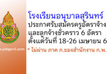 โรงเรียนอนุบาลสุรินทร์ รับสมัครครูอัตราจ้าง และลูกจ้างชั่วคราว 6 อัตรา