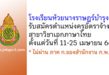 โรงเรียนห้วยนางราษฎร์บำรุง รับสมัครครูอัตราจ้าง สาขาวิชาเอกภาษาไทย