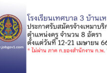 โรงเรียนเทศบาล 3 บ้านเหล่า รับสมัครจ้างเหมาบริการ ตำแหน่งครู จำนวน 8 อัตรา