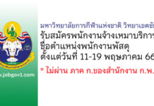 มหาวิทยาลัยการกีฬาแห่งชาติ วิทยาเขตชัยภูมิ รับสมัครพนักงานจ้างเหมาบริการ ตำแหน่งพนักงานพัสดุ