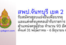 สพป.จันทบุรี เขต 2 รับสมัครสอบแข่งขันเพื่อบรรจุบุคคลเข้ารับราชการ ตำแหน่งครูผู้ช่วย 93 อัตรา