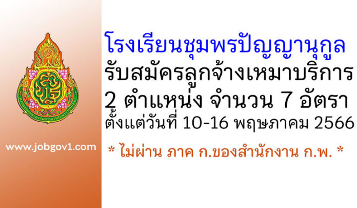 โรงเรียนชุมพรปัญญานุกูล รับสมัครลูกจ้างเหมาบริการ 7 อัตรา