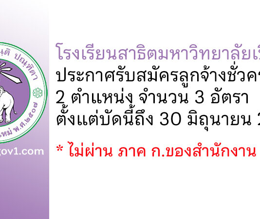 โรงเรียนสาธิตมหาวิทยาลัยเชียงใหม่ รับสมัครลูกจ้างชั่วคราว 3 อัตรา