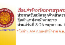 เรือนจำจังหวัดมหาสารคาม รับสมัครลูกจ้างชั่วคราว ตำแหน่งพนักงานขาย