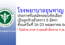 โรงพยาบาลขุนหาญ รับสมัครสอบคัดเลือกเป็นลูกจ้างชั่วคราว 5 อัตรา