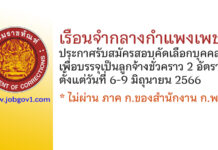 เรือนจำกลางกำแพงเพชร รับสมัครสอบคัดเลือกบุคคลเพื่อบรรจุเป็นลูกจ้างชั่วคราว 2 อัตรา