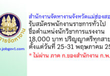 สำนักงานจัดหางานจังหวัดแม่ฮ่องสอน รับสมัครพนักงานราชการทั่วไป ตำแหน่งนักวิชาการแรงงาน