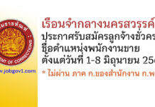 เรือนจำกลางนครสวรรค์ รับสมัครลูกจ้างชั่วคราว ตำแหน่งพนักงานขาย