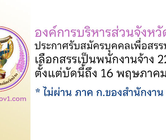 องค์การบริหารส่วนจังหวัดน่าน รับสมัครบุคคลเพื่อสรรหาและเลือกสรรเป็นพนักงานจ้าง 22 อัตรา