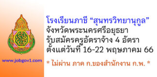 โรงเรียนภาชี “สุนทรวิทยานุกูล” รับสมัครครูอัตราจ้าง 4 อัตรา
