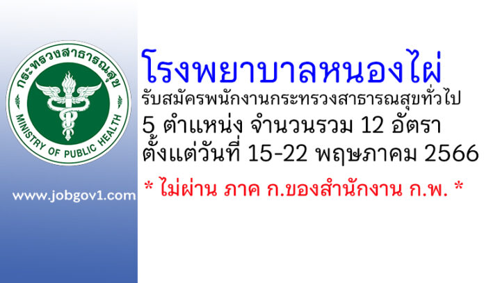 โรงพยาบาลหนองไผ่ รับสมัครพนักงานกระทรวงสาธารณสุขทั่วไป 12 อัตรา