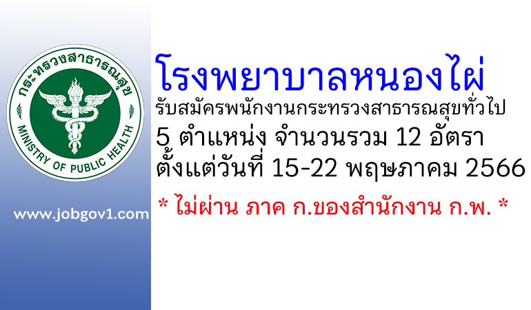 โรงพยาบาลหนองไผ่ รับสมัครพนักงานกระทรวงสาธารณสุขทั่วไป 12 อัตรา