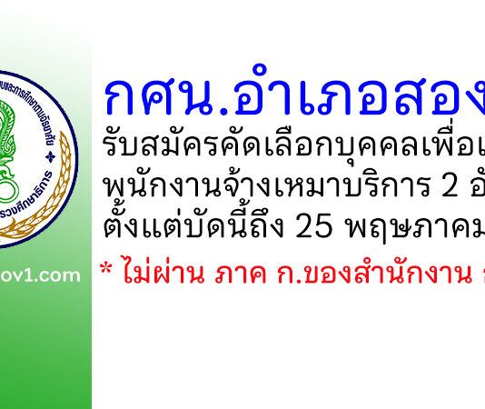 กศน.อำเภอสอง รับสมัครคัดเลือกบุคคลเพื่อเป็นพนักงานจ้างเหมาบริการ 2 อัตรา