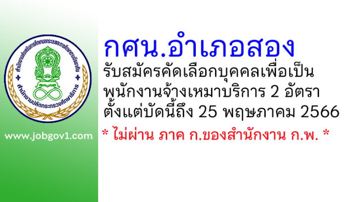 กศน.อำเภอสอง รับสมัครคัดเลือกบุคคลเพื่อเป็นพนักงานจ้างเหมาบริการ 2 อัตรา