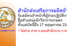 สำนักส่งเสริมการผลิตข้าว รับสมัครเจ้าหน้าที่ผู้ช่วยปฏิบัติงาน ตำแหน่งนักวิชาการเกษตร