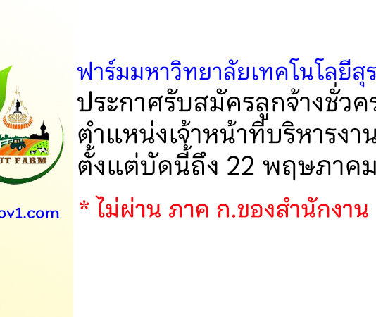 ฟาร์มมหาวิทยาลัยเทคโนโลยีสุรนารี รับสมัครลูกจ้างชั่วคราว ตำแหน่งเจ้าหน้าที่บริหารงานทั่วไป