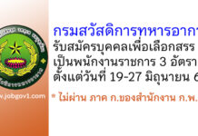 กรมสวัสดิการทหารอากาศ รับสมัครบุคคลเพื่อเลือกสรรเป็นพนักงานราชการ 3 อัตรา