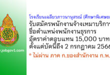 โรงเรียนเฉลียวภาวนานุสรณ์ (ศึกษาพิเศษชลบุรี) รับสมัครพนักงานจ้างเหมาบริการ ตำแหน่งพนักงานธุรการ