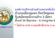 องค์การบริหารส่วนตำบลหาดพันไกร รับสมัครบุคคลเพื่อสรรหาและเลือกสรรเป็นพนักงานจ้าง 3 อัตรา