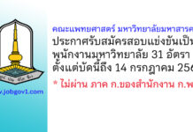 คณะแพทยศาสตร์ มหาวิทยาลัยมหาสารคาม รับสมัครสอบแข่งขันเป็นพนักงานมหาวิทยาลัย 31 อัตรา