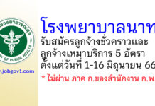 โรงพยาบาลนาทม รับสมัครลูกจ้างชั่วคราว และลูกจ้างเหมาบริการ 5 อัตรา