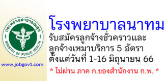 โรงพยาบาลนาทม รับสมัครลูกจ้างชั่วคราว และลูกจ้างเหมาบริการ 5 อัตรา