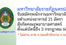 มหาวิทยาลัยราชภัฏนครปฐม รับสมัครพนักงานมหาวิทยาลัย ตำแหน่งอาจารย์ สังกัดคณะพยาบาลศาสตร์ 21 อัตรา