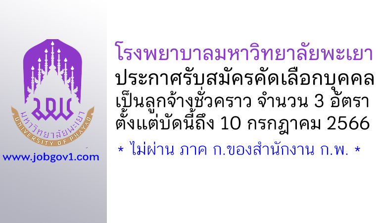 โรงพยาบาลมหาวิทยาลัยพะเยา รับสมัครคัดเลือกบุคคลเป็นลูกจ้างชั่วคราว 3 อัตรา