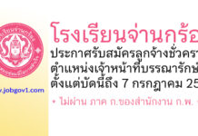 โรงเรียนจ่านกร้อง รับสมัครลูกจ้างชั่วคราว ตำแหน่งเจ้าหน้าที่บรรณารักษ์