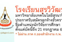 โรงเรียนสุรวิวัฒน์ มหาวิทยาลัยเทคโนโลยีสุรนารี รับสมัครลูกจ้างชั่วคราว ตำแหน่งนักวิจัยการศึกษา