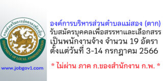 องค์การบริหารส่วนตำบลแม่สอง รับสมัครบุคคลเพื่อสรรหาและเลือกสรรเป็นพนักงานจ้าง 19 อัตรา